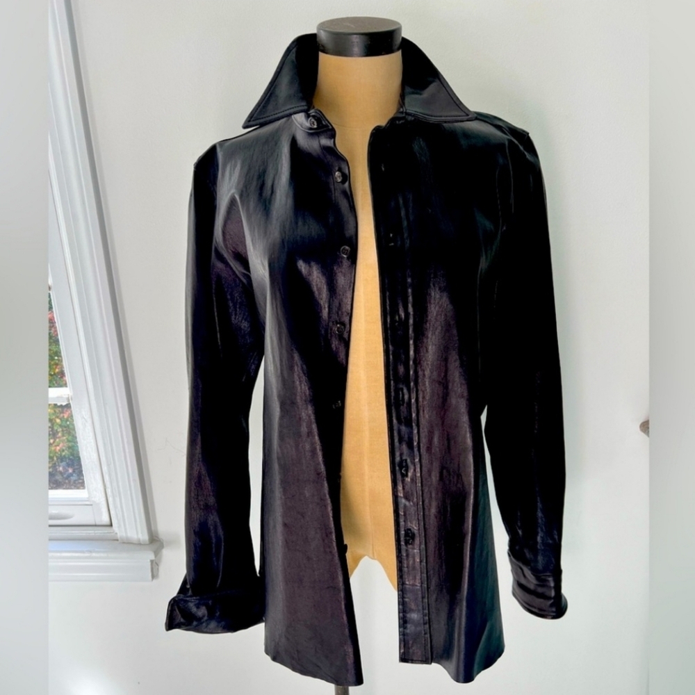 Ralph Lauren 100% Leather Shirt Black Size L/14